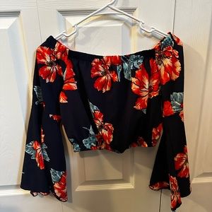 Off shoulder floral crop top